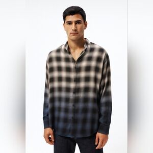 Oro Los Angeles Ombre Men's Plaid Shirt Size XXXL, Old Money, Quiet Luxury